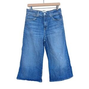 Nili‎ Lotan London Women's Cropped Wide Leg Jeans Size 27 Distressed Denim